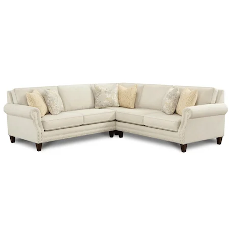 Transitional 4-Seat Sectional Sofa with Nailhead Trim